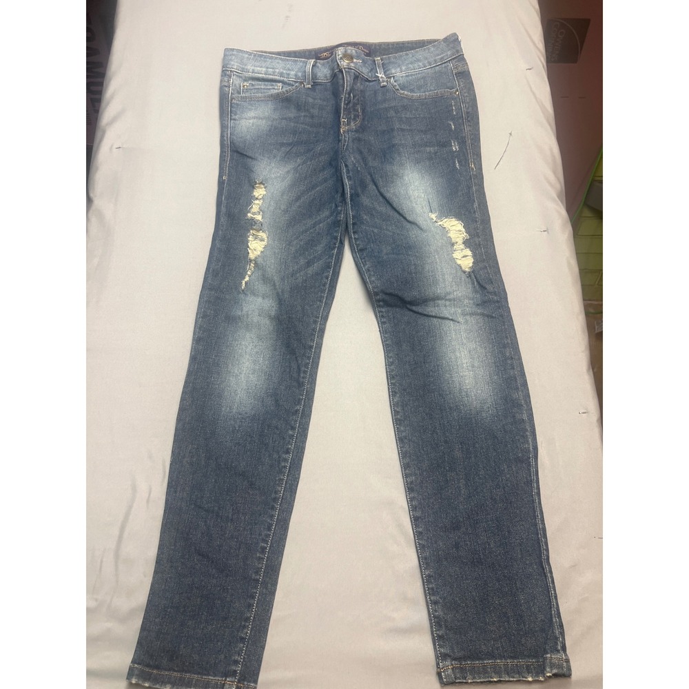 Divine Rights of Denim Distressed Skinny Jeans Blue Medium Wash Size 29 Distress